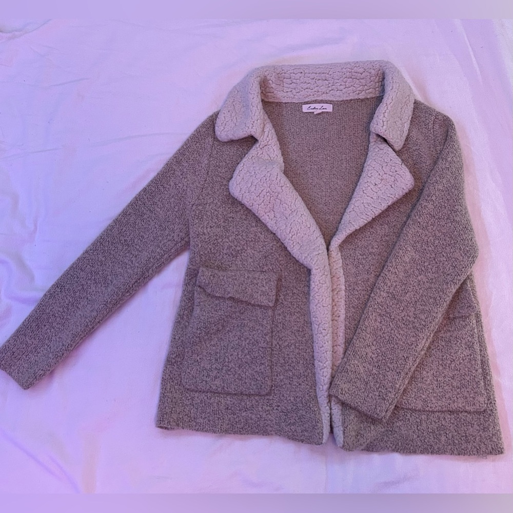 Cream faux fur jacket, size S